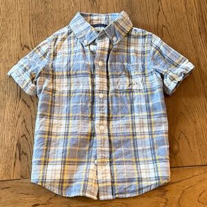 Janie and Jack boys 3T Plaid Kids Shirt in Blue and Yellow